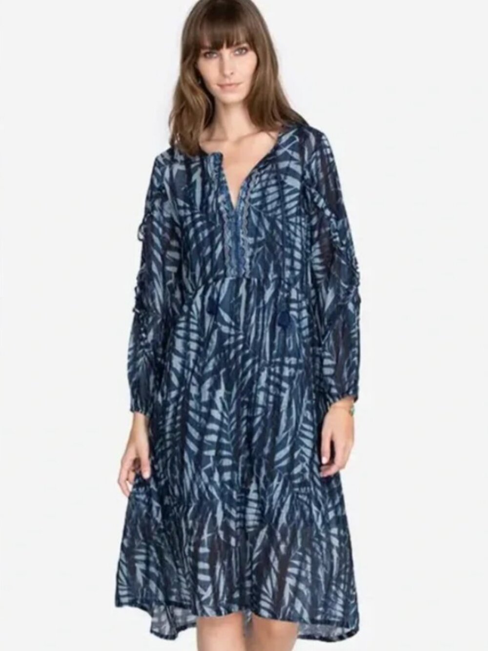 JOHNNY WAS TWILIGHT RUFFLE SLEEVE DRESS